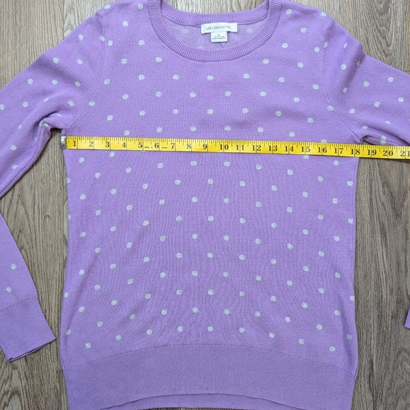 Liz Claiborne Sweater Purple with Gray Dots Sz Medium - Picture 10 of 12